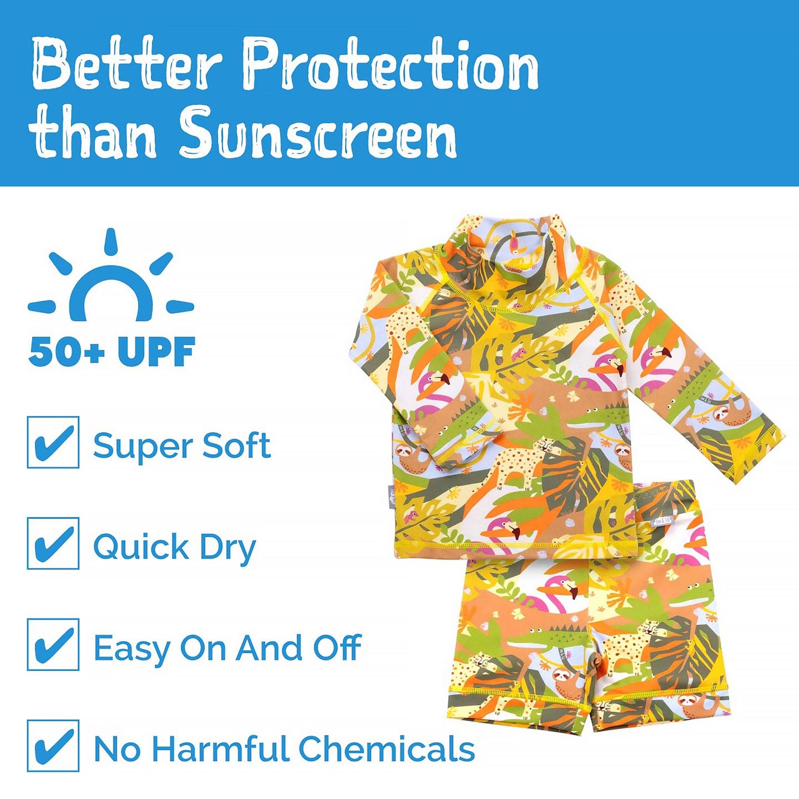 Jan & Jul Full Coverage Kids UPF 50+ Rashguard Set | Two-Piece Swim