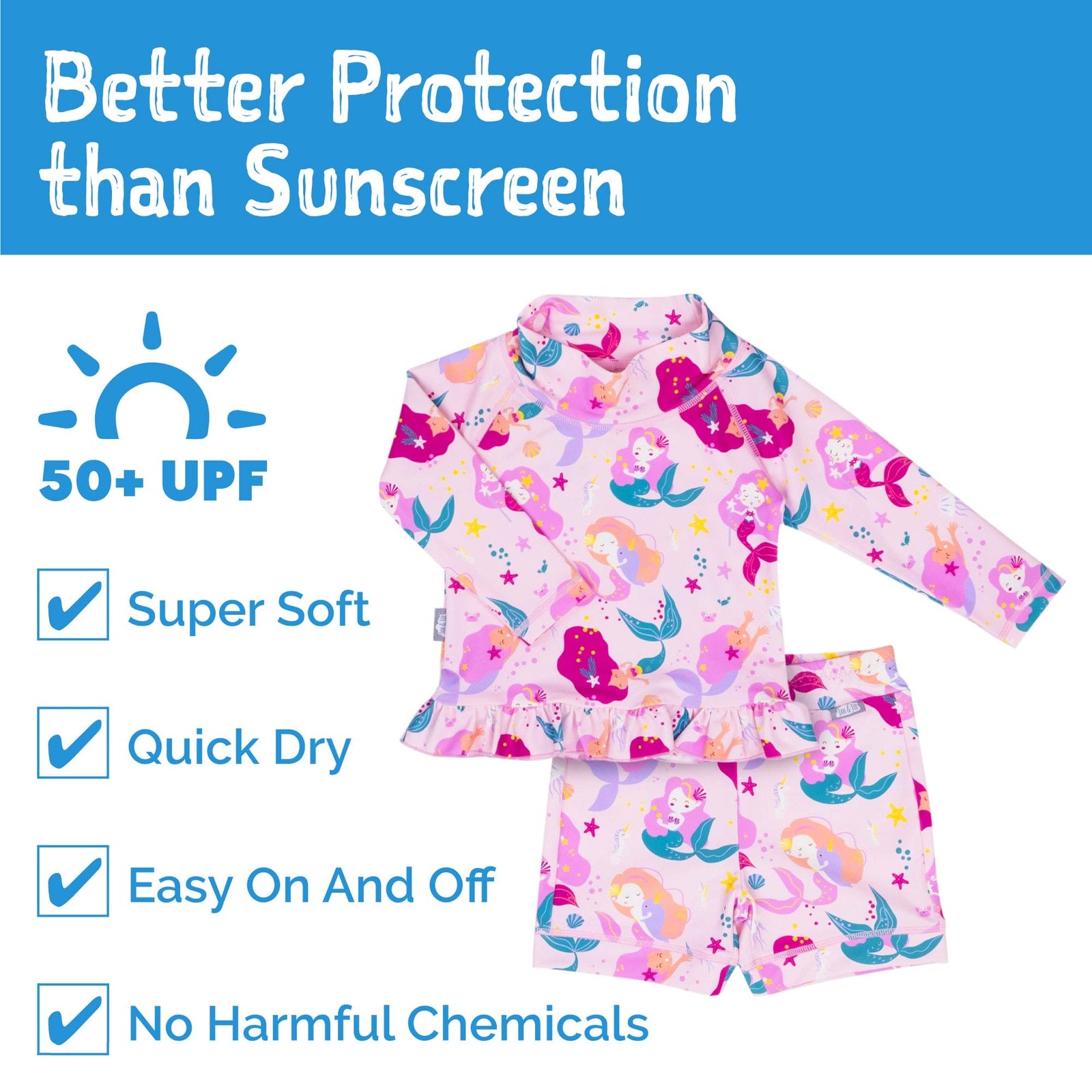 Jan & Jul Full Coverage Kids UPF 50+ Rashguard Set | Two-Piece Swim