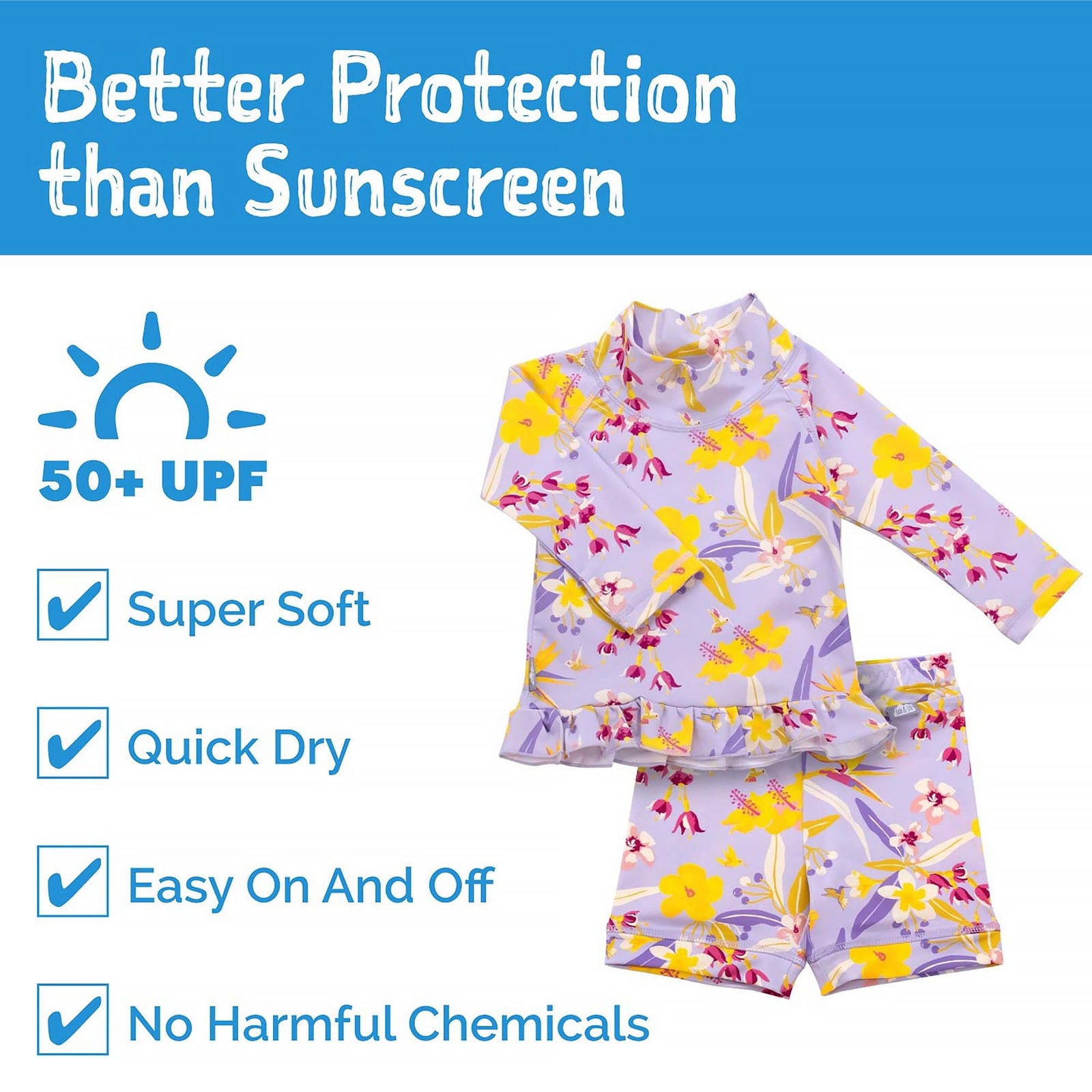 Jan & Jul Full Coverage Kids UPF 50+ Rashguard Set | Two-Piece Swim