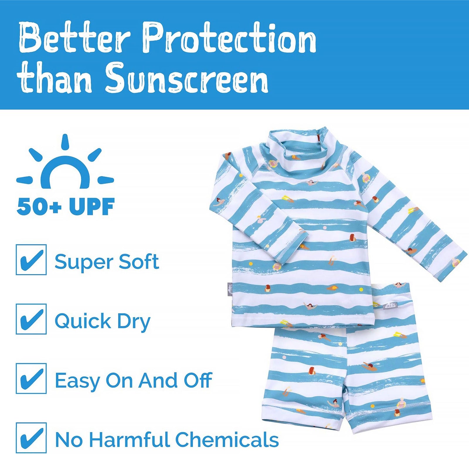 Jan & Jul Full Coverage Kids UPF 50+ Rashguard Set | Two-Piece Swim