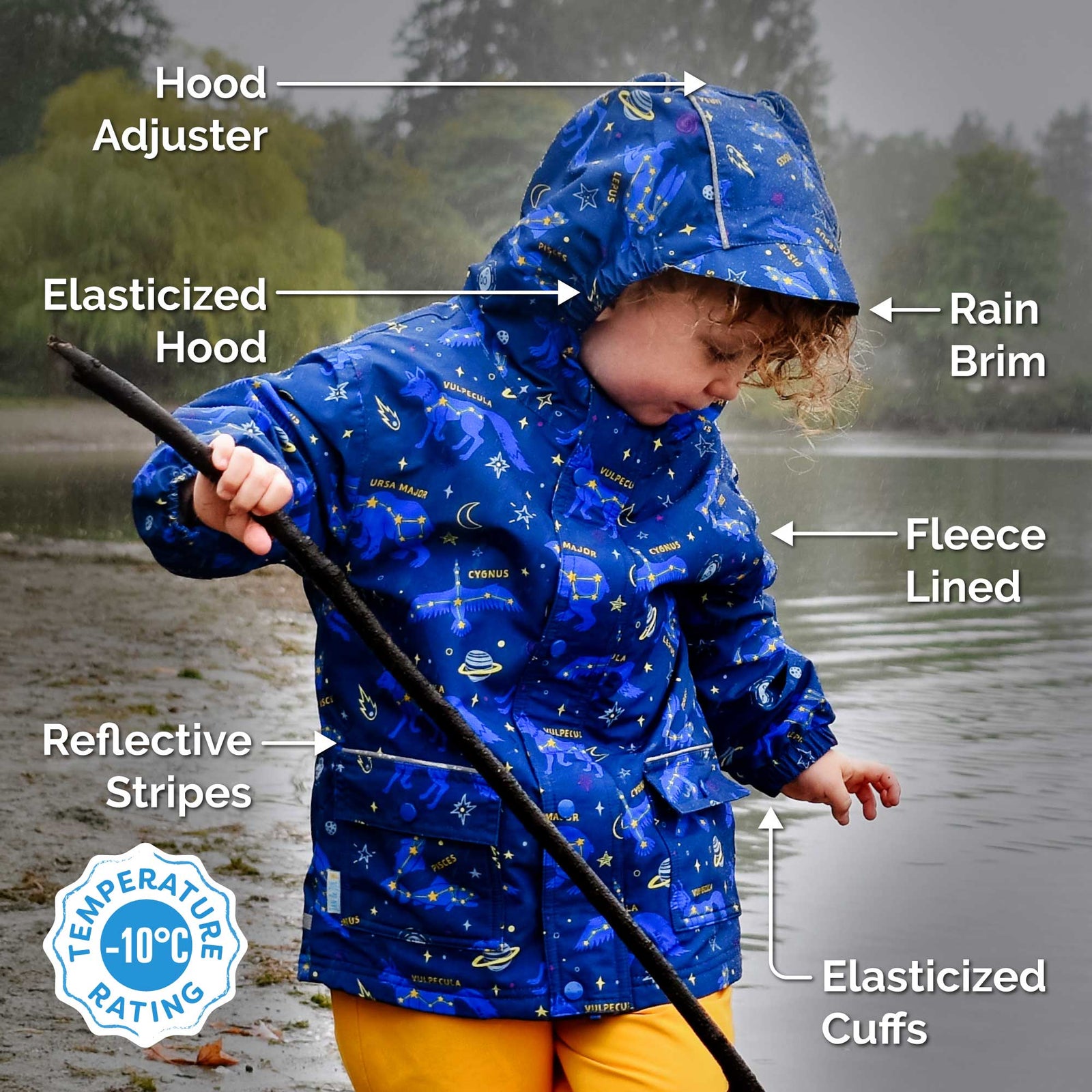 Jan & Jul Kids Ultimate Cozy & Waterproof Splash Jacket (Fleece Lined)