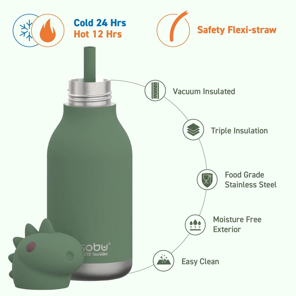 Asobu Bestie Dinosaur Vacuum Insulated Water Bottle 460ml