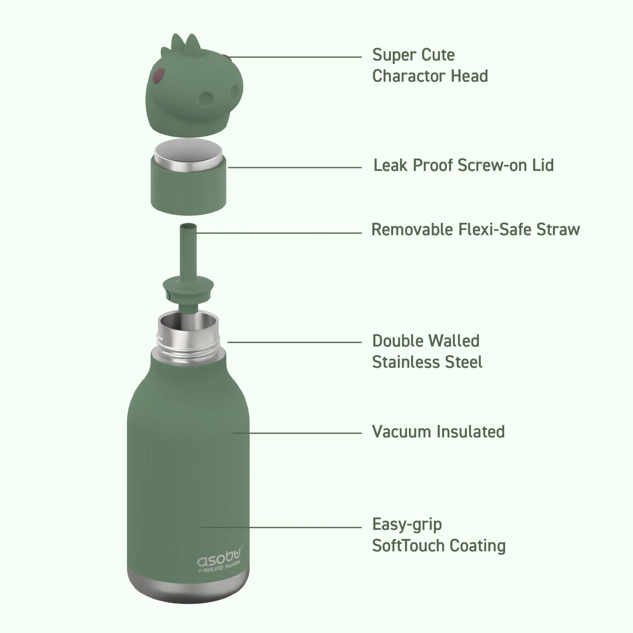 Asobu Bestie Dinosaur Vacuum Insulated Water Bottle 460ml