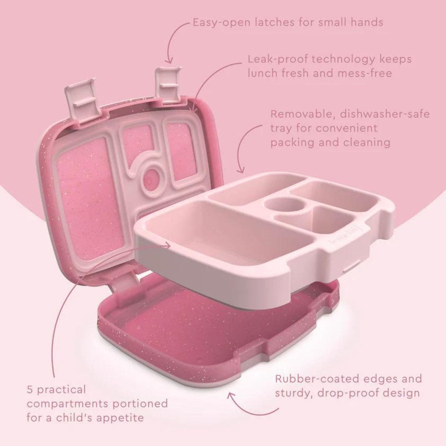 Bentgo Kids Glitter Edition Five Compartment Leakproof Bento Lunch Box