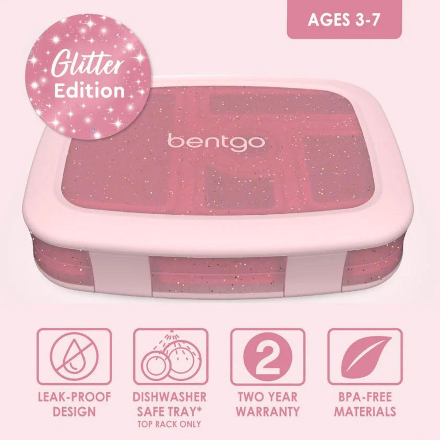 Bentgo Kids Glitter Edition Five Compartment Leakproof Bento Lunch Box