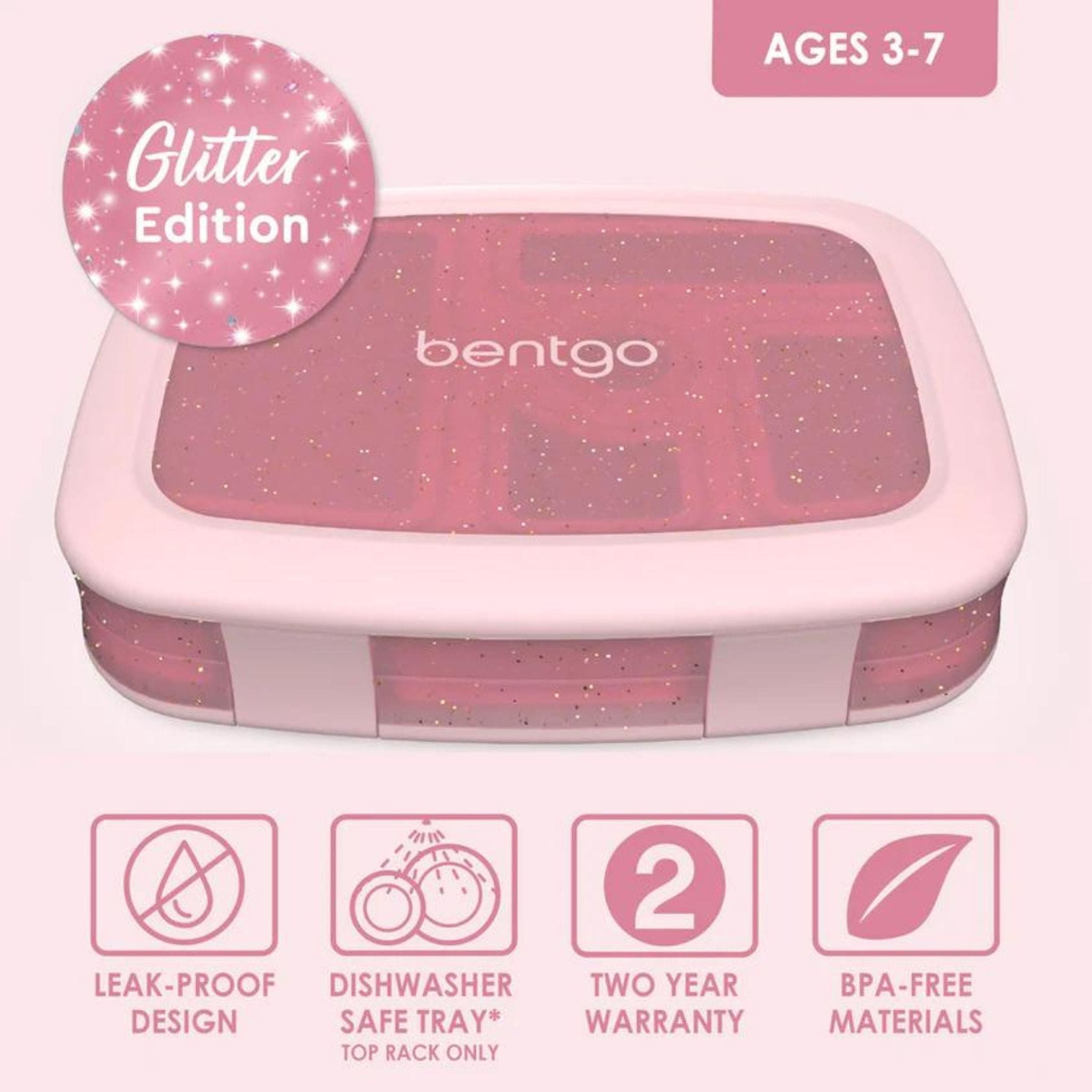 Bentgo Kids Glitter Edition Five Compartment Leakproof Bento Lunch Box