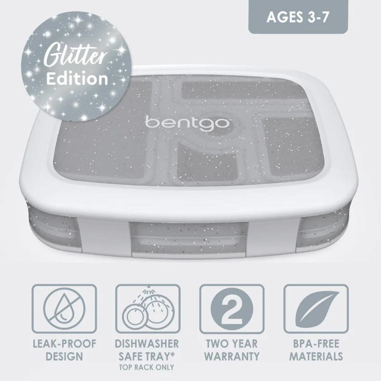 Bentgo Kids Glitter Edition Five Compartment Leakproof Bento Lunch Box