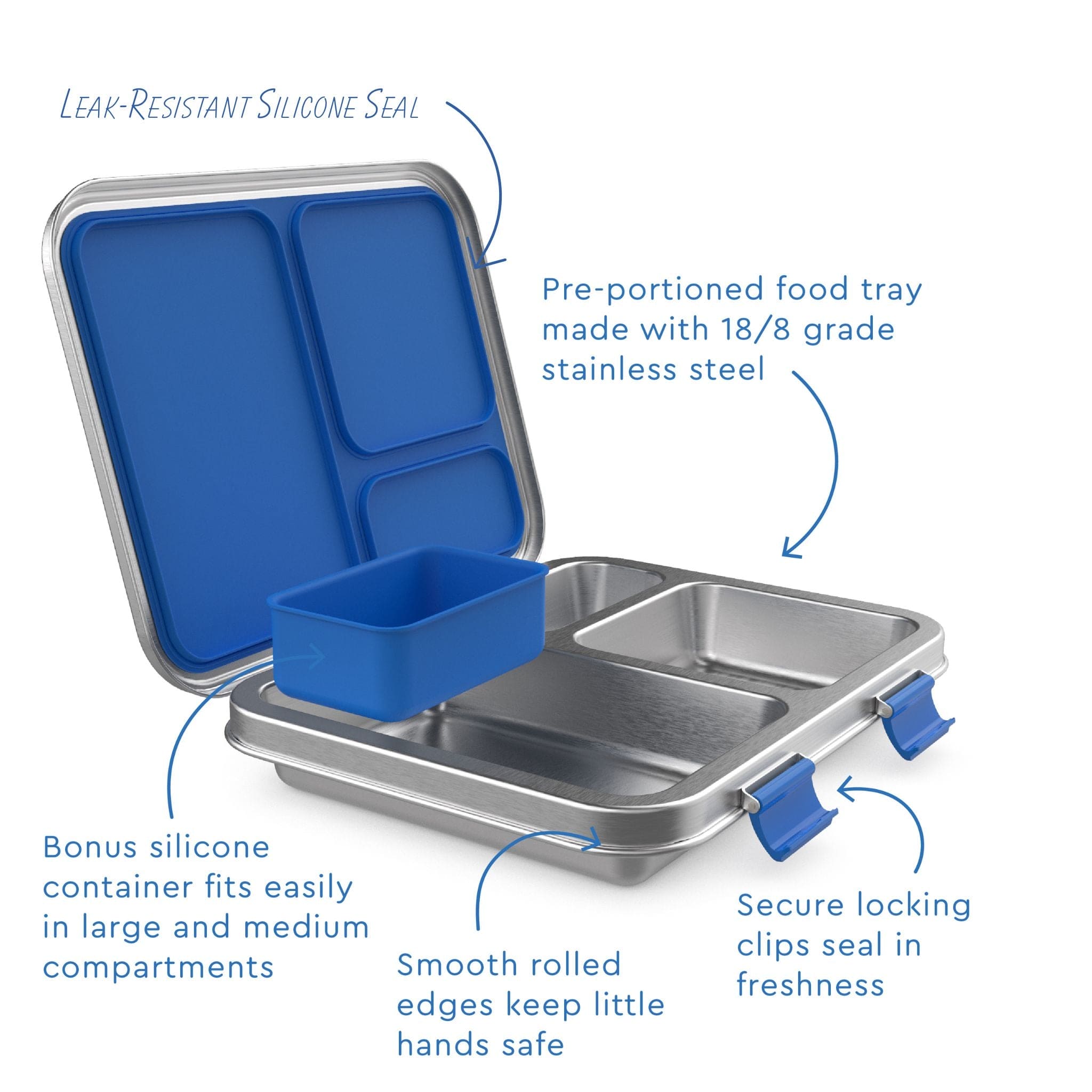 Bentgo Kids Three Compartment Leakproof Stainless Steel Lunch Box