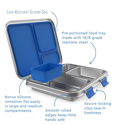Bentgo Kids Three Compartment Leakproof Stainless Steel Lunch Box