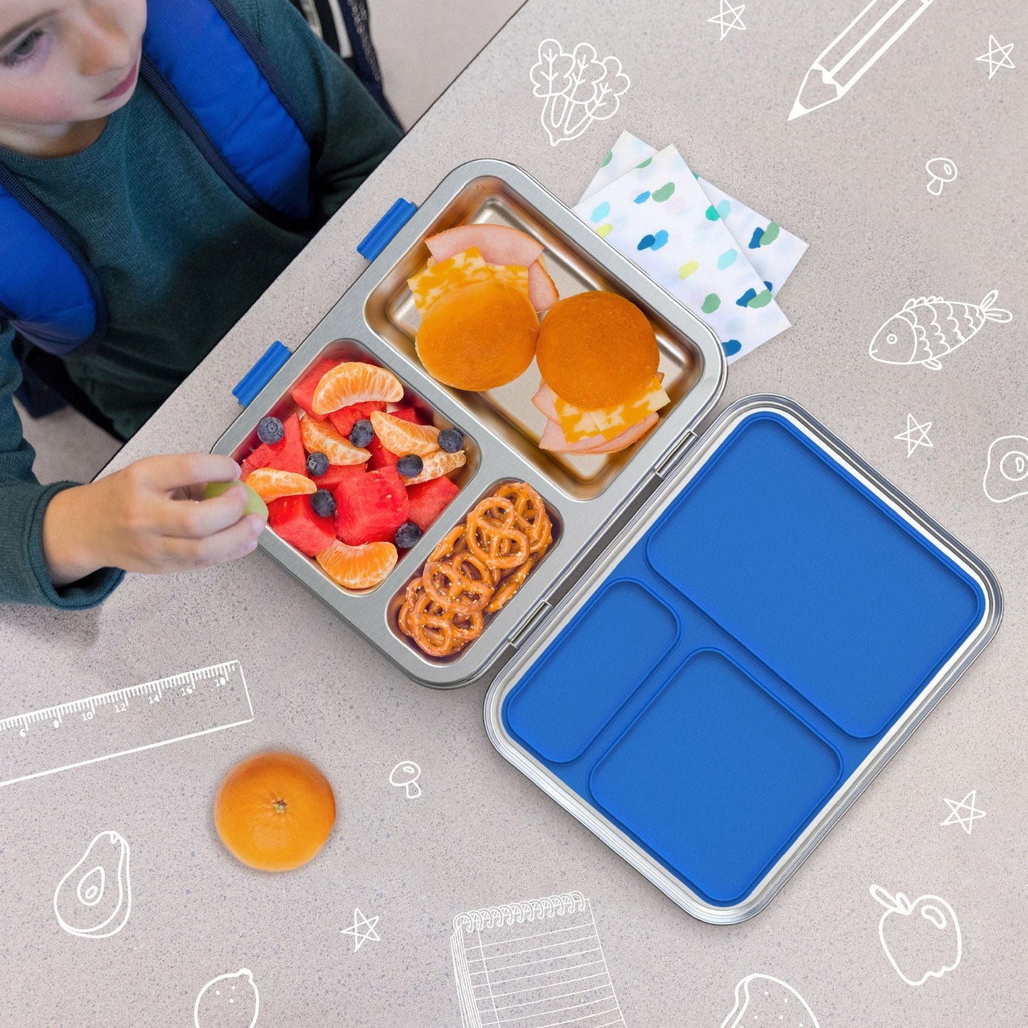 Bentgo Kids Three Compartment Leakproof Stainless Steel Lunch Box