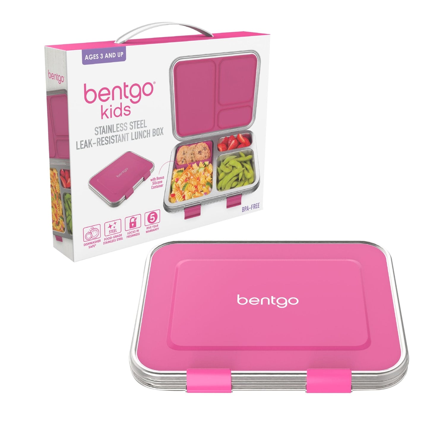 Bentgo Kids Three Compartment Leakproof Stainless Steel Lunch Box