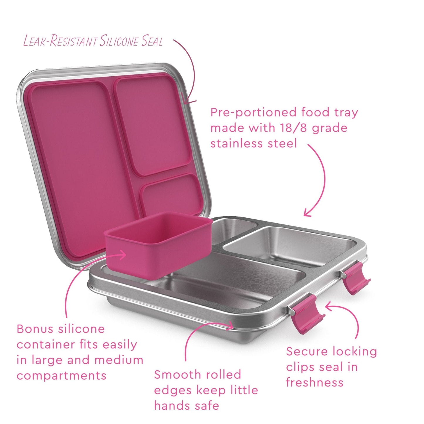 Bentgo Kids Three Compartment Leakproof Stainless Steel Lunch Box