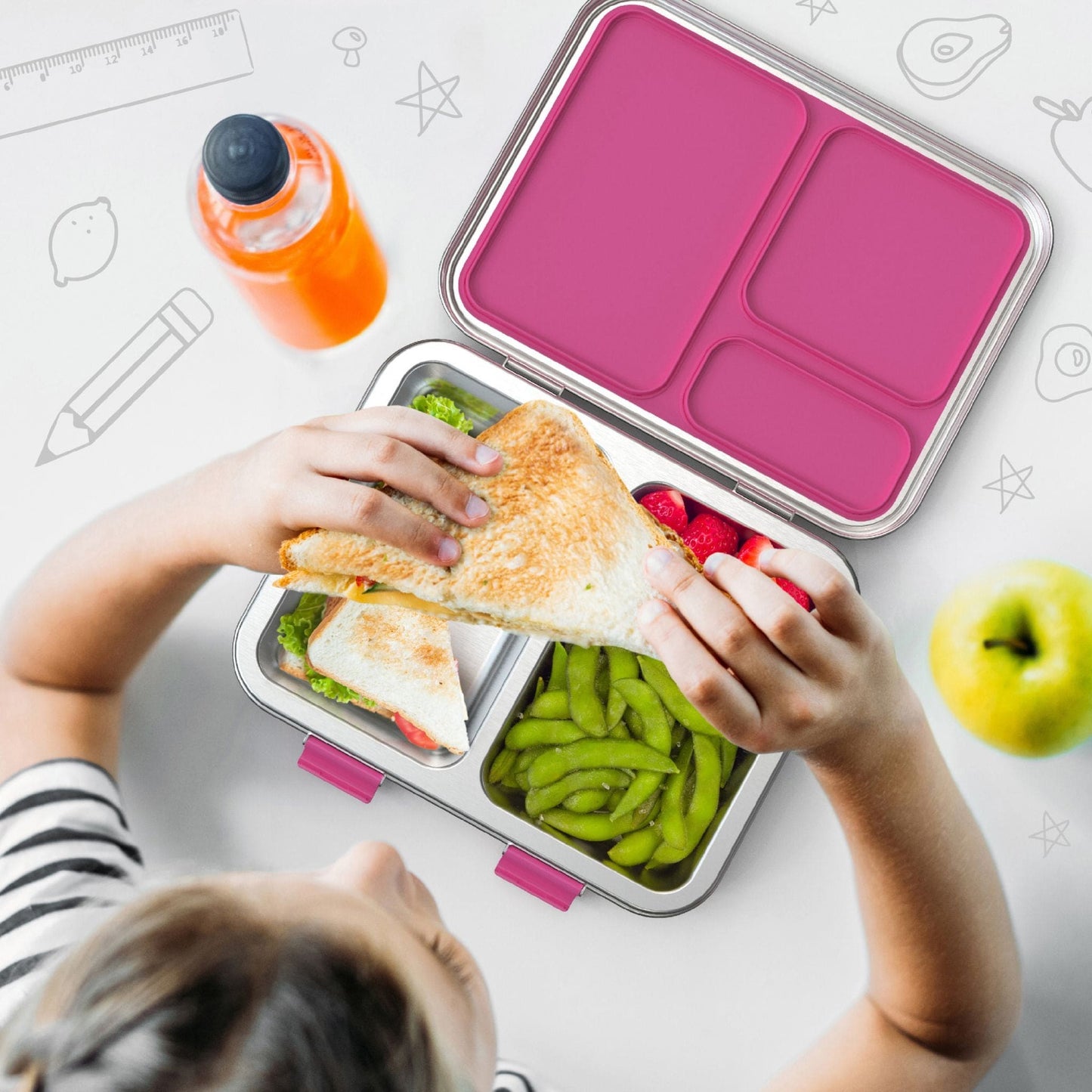 Bentgo Kids Three Compartment Leakproof Stainless Steel Lunch Box