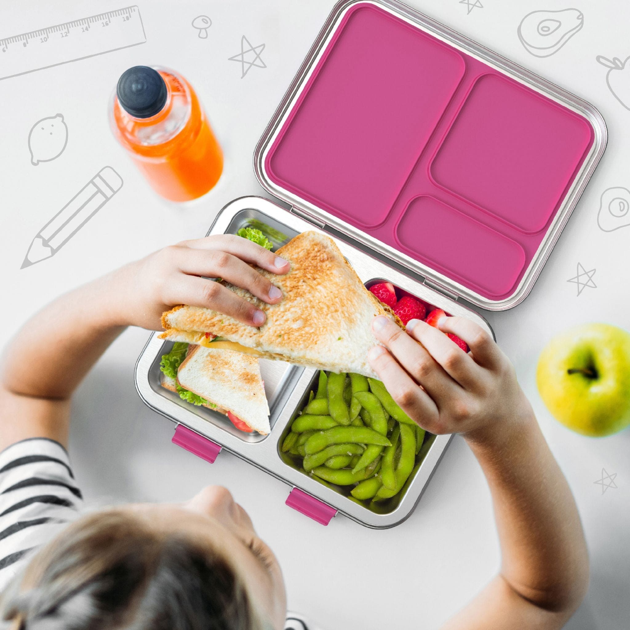 Bentgo Kids Three Compartment Leakproof Stainless Steel Lunch Box