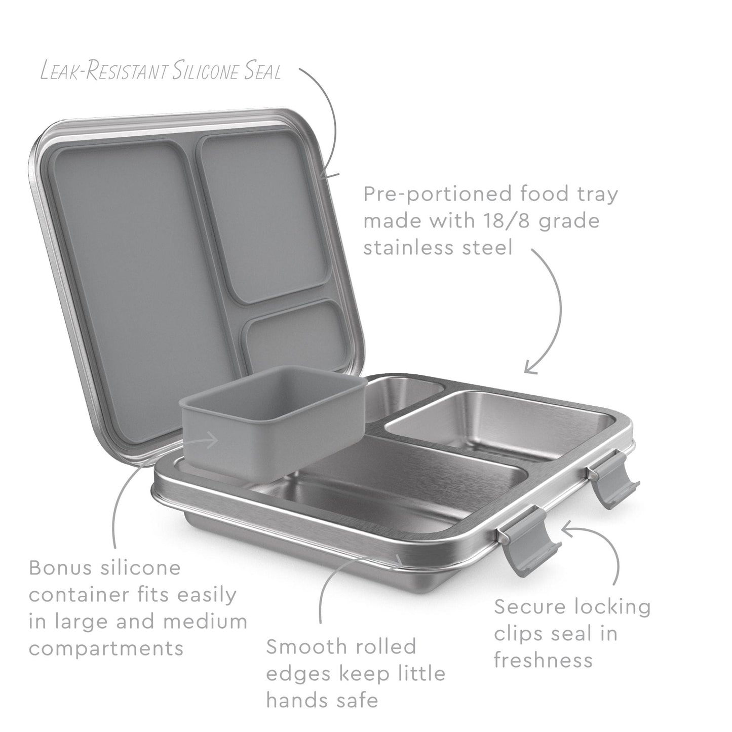 Bentgo Kids Three Compartment Leakproof Stainless Steel Lunch Box