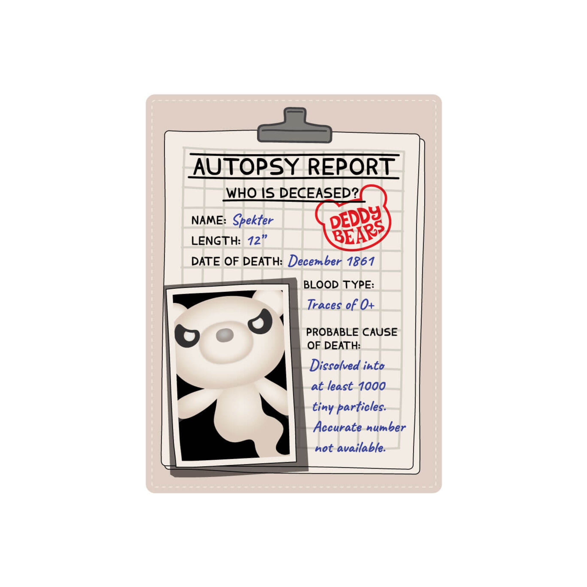 Deddy Bears Spekter 30 cm Large Plush | The Charismatic Ghost Bear