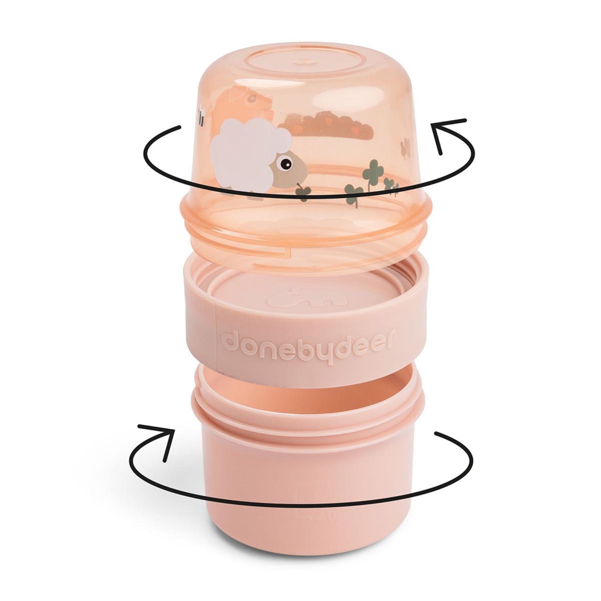 Done By Deer 2-Way Snack Container - Tiny Farm - Powder Pink