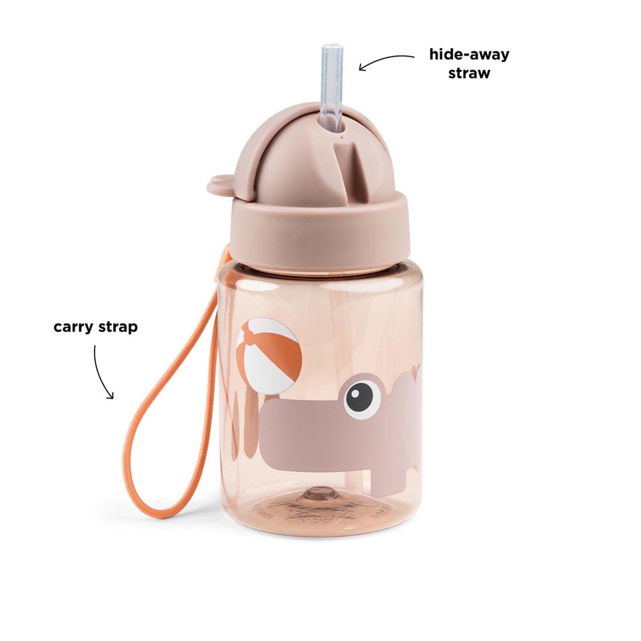 Done By Deer Straw Bottle 280ml - Playground - Powder Pink