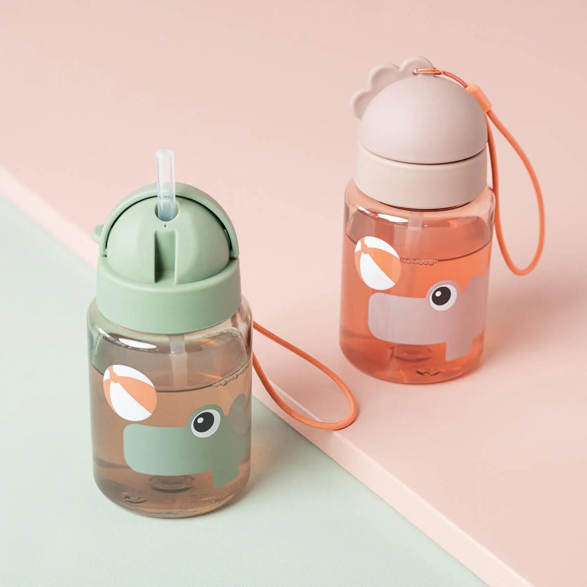 Done By Deer Straw Bottle 280ml - Playground - Powder Pink
