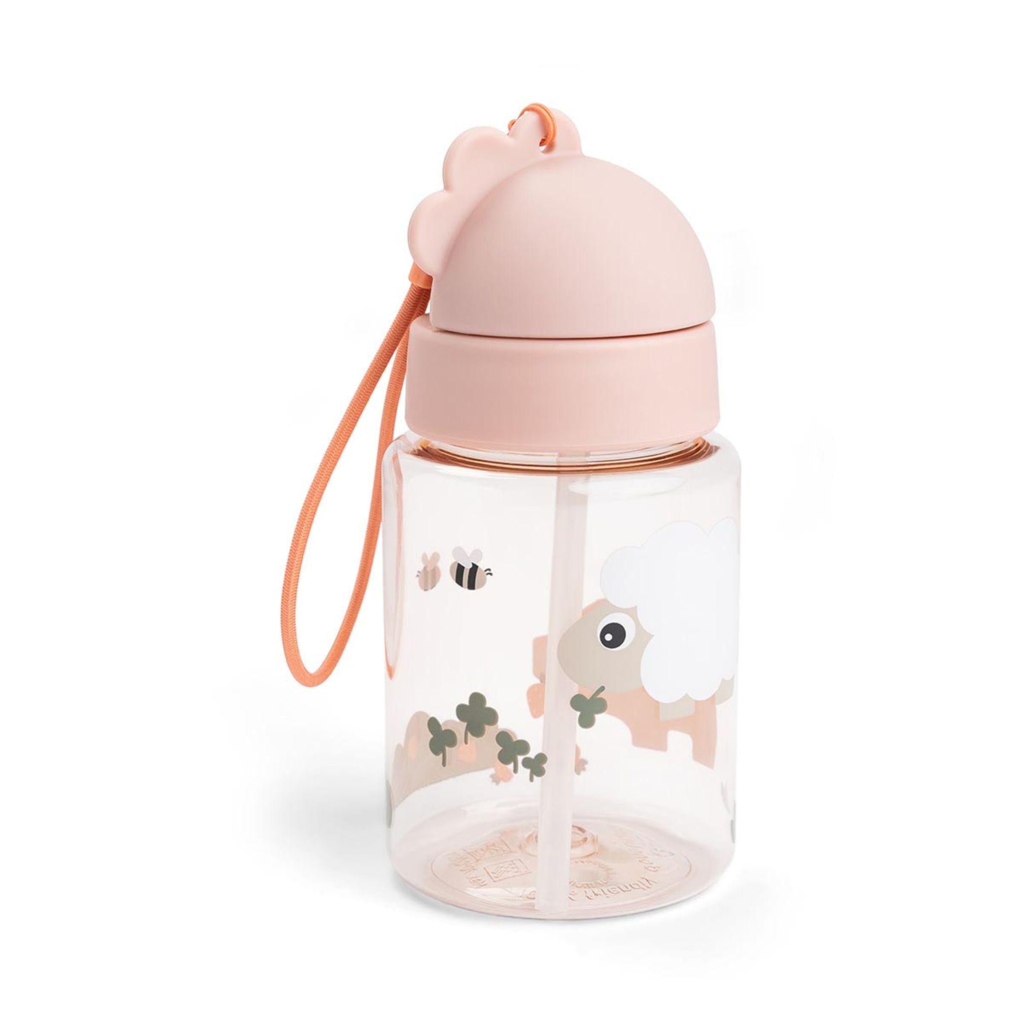 Done By Deer Straw Bottle 280ml - Tiny Farm - Powder Pink