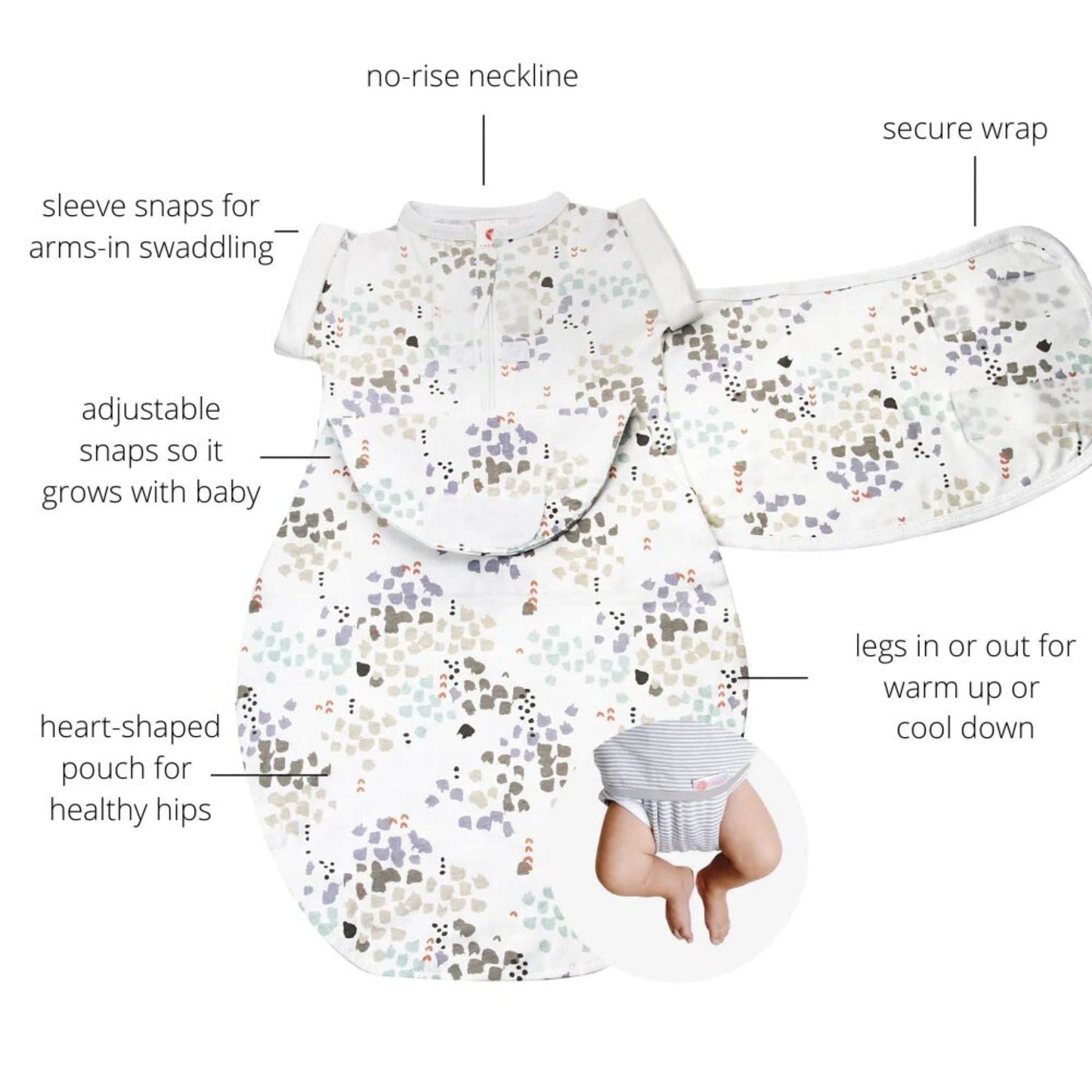 embé Transitional Short Sleeve Disperse 2-Way Swaddle Sack (3-6 months)