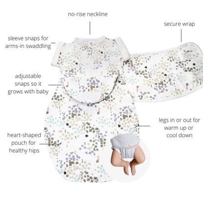 embé Transitional Short Sleeve Disperse 2-Way Swaddle Sack (3-6 months)