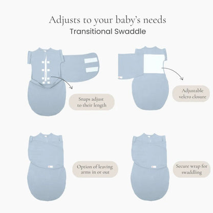 embé Transitional Short Sleeve Heathered Oatmeal Stripe 2-Way Swaddle Sack (3-6 months)