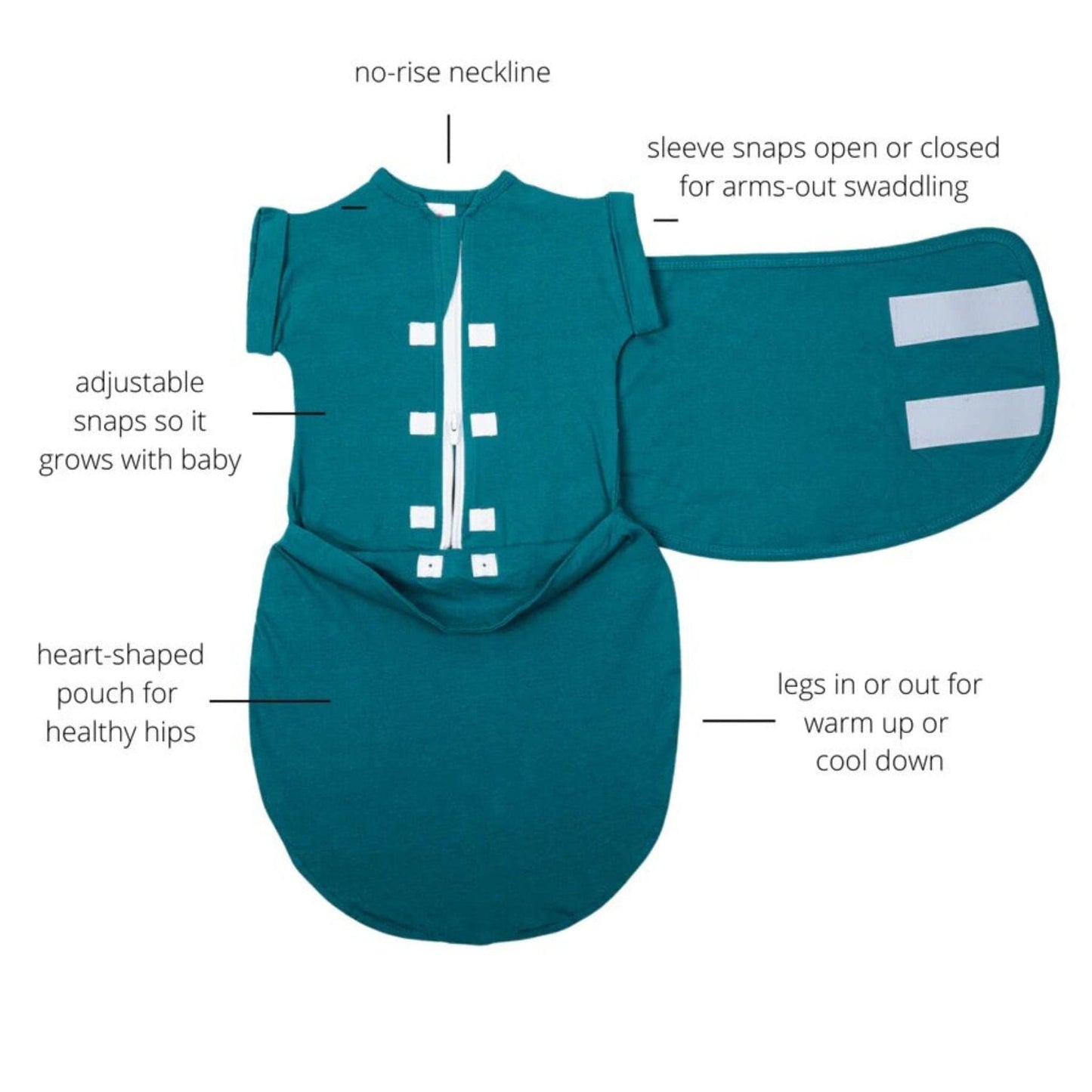 embé Transitional Short Sleeve Moss 2-Way Swaddle Sack (3-6 months)