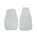 Two gray baby sleeping bags on a white background