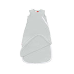 Light gray baby sleeping bag on a white background