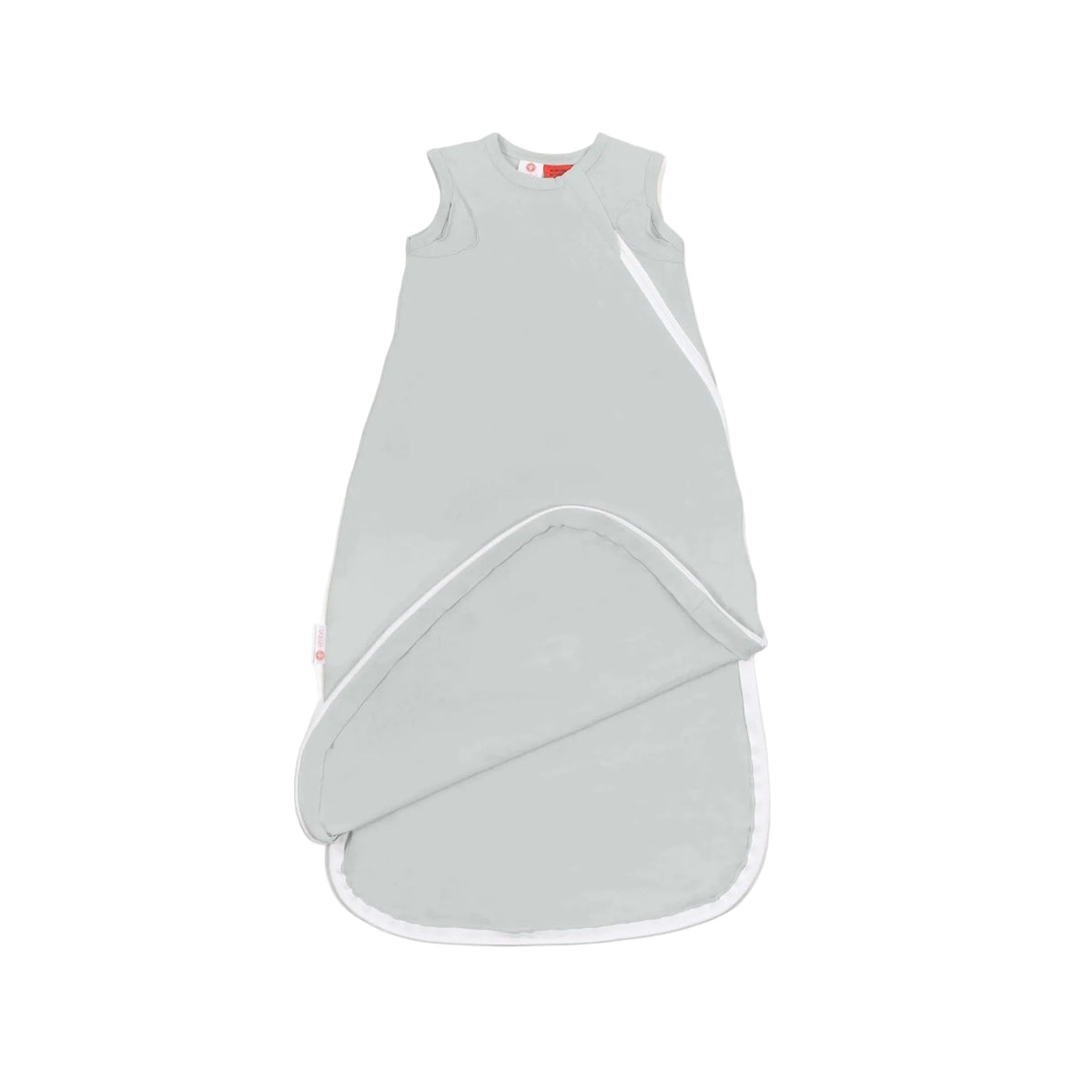 Light gray baby sleeping bag on a white background