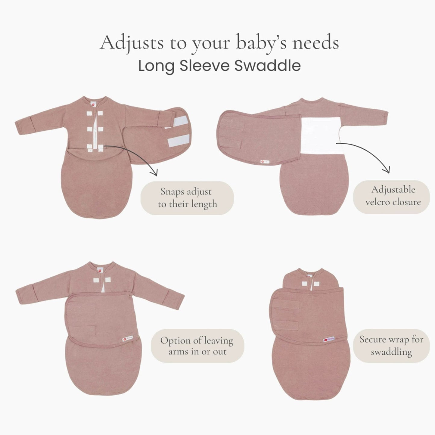 embé Long Sleeve Starter Clustered Flowers 2-Way Swaddle Sack (0-3 months)