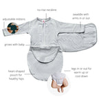 embé Long Sleeve Starter Angle Stripes 2-Way Swaddle Sack (0-3 months)
