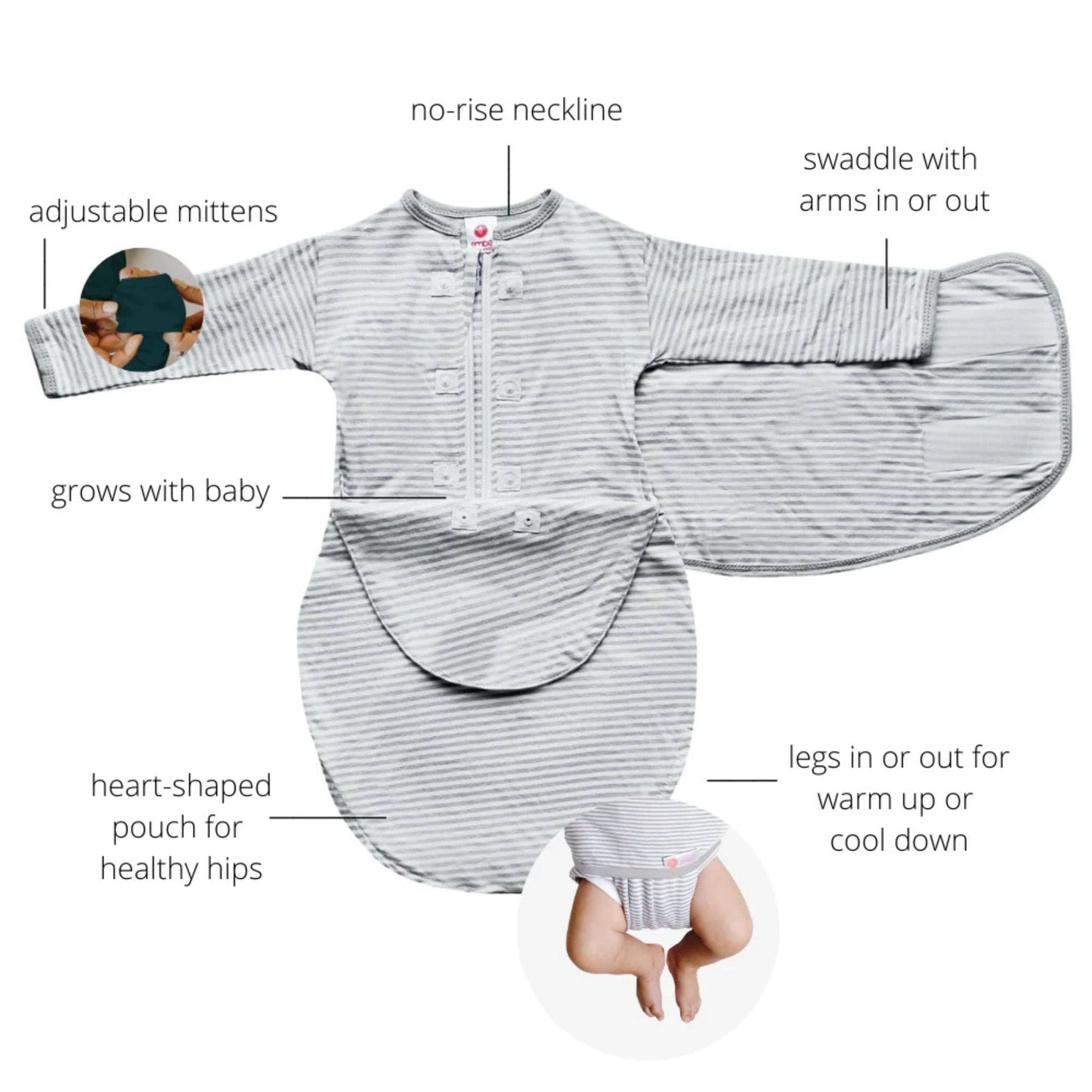 embé Long Sleeve Starter Clustered Flowers 2-Way Swaddle Sack (0-3 months)