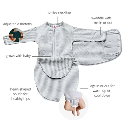 embé Long Sleeve Starter Clustered Flowers 2-Way Swaddle Sack (0-3 months)