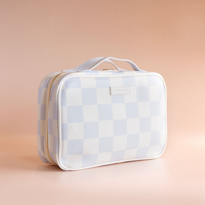 Fox & Fallow Cosmetic Bag - Powdered Blue Checkered