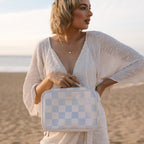 Fox & Fallow Cosmetic Bag - Powdered Blue Checkered