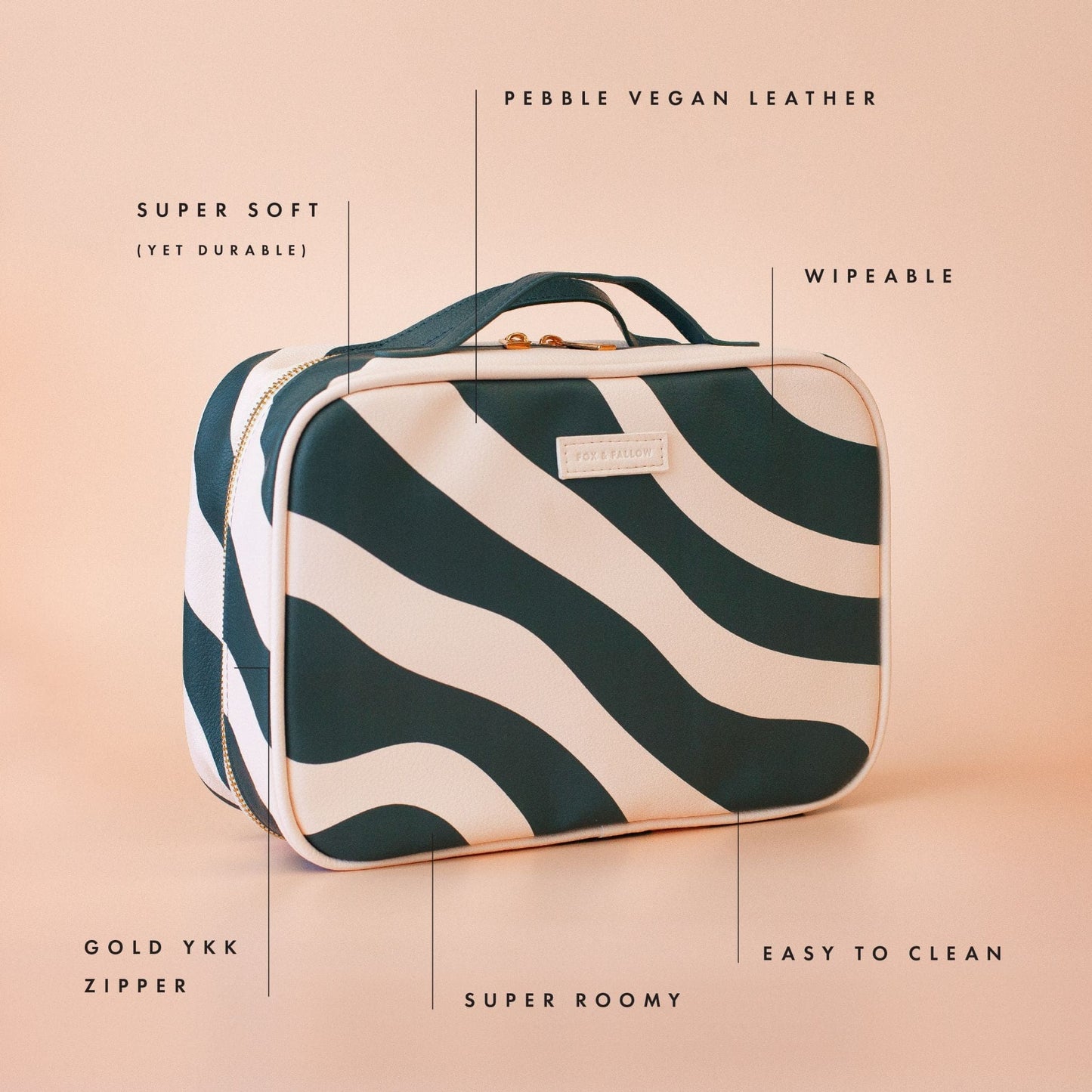 Fox & Fallow Cosmetic Bag - Forest Swirl - dark green/cream