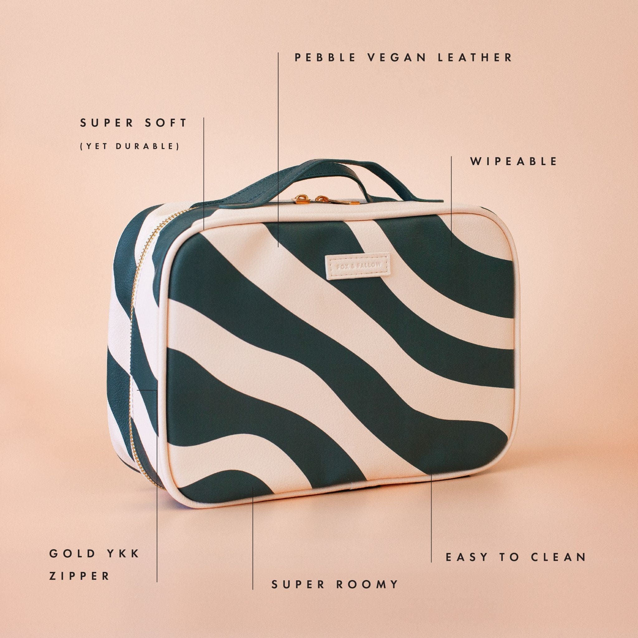 Fox & Fallow Cosmetic Bag - Forest Swirl - dark green/cream