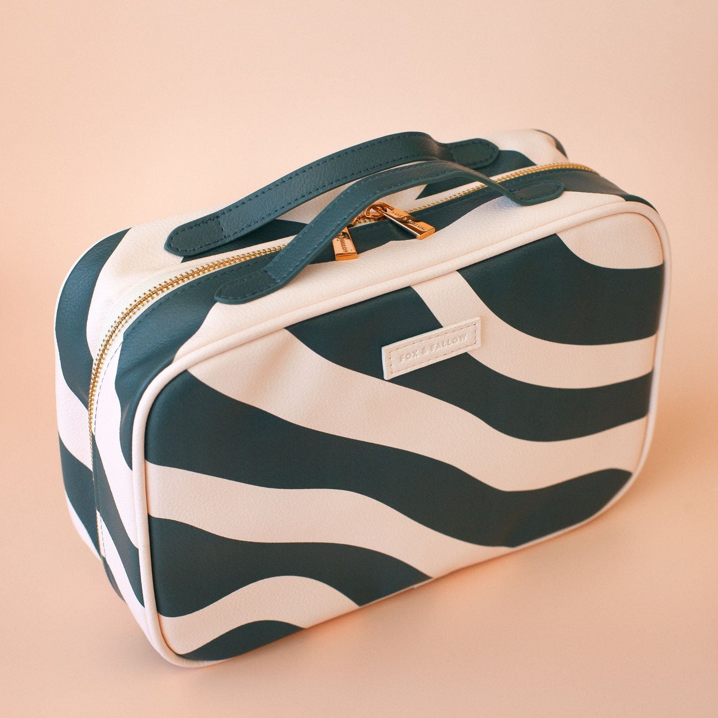 Fox & Fallow Cosmetic Bag - Forest Swirl - dark green/cream