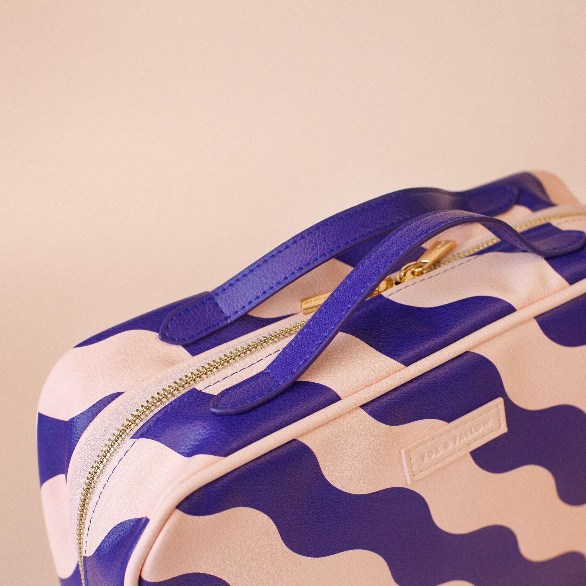 Fox & Fallow Cosmetic Bag - Mallorca - pastel orange/midnight blue