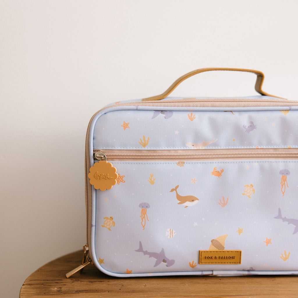 Fox & Fallow Kids Insulated Lunch Bag - Ocean Creatures Sky