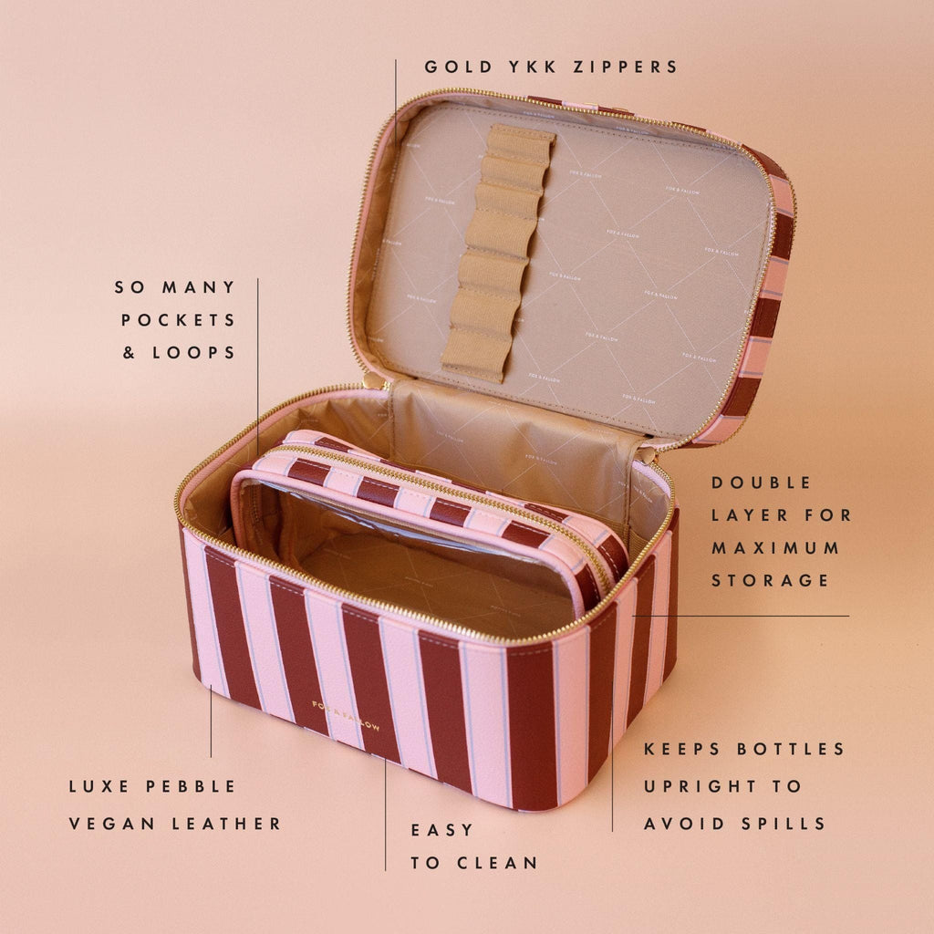 Fox & Fallow 'The Classic' Vanity Case - Burgundy Stripe