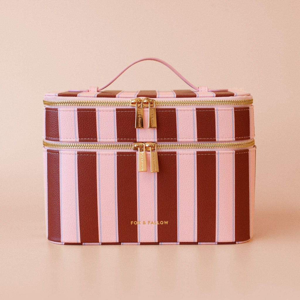 Fox & Fallow 'The Classic' Vanity Case - Burgundy Stripe