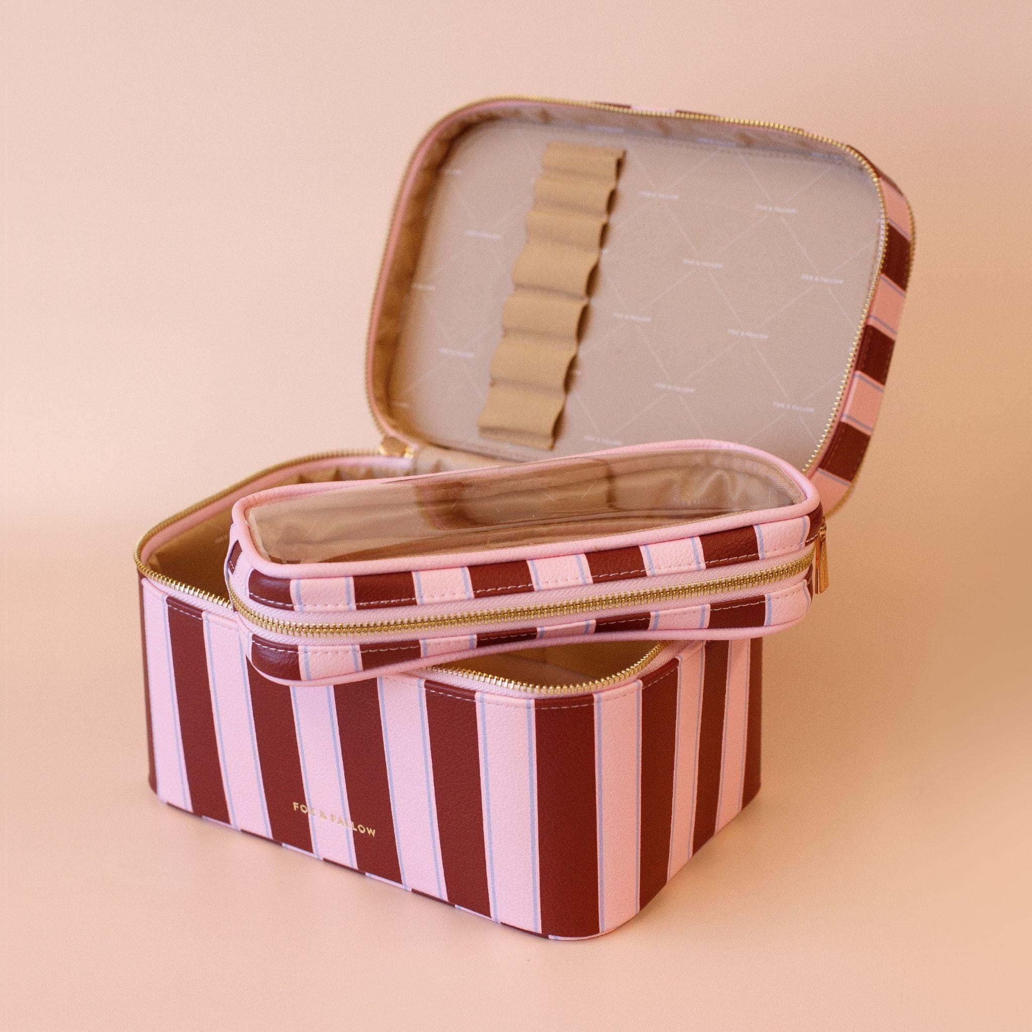 Fox & Fallow 'The Classic' Vanity Case - Burgundy Stripe