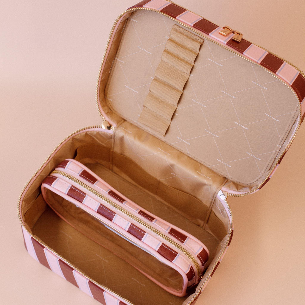 Fox & Fallow 'The Classic' Vanity Case - Burgundy Stripe