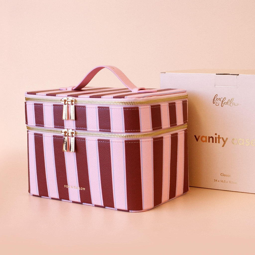 Fox & Fallow 'The Classic' Vanity Case - Burgundy Stripe