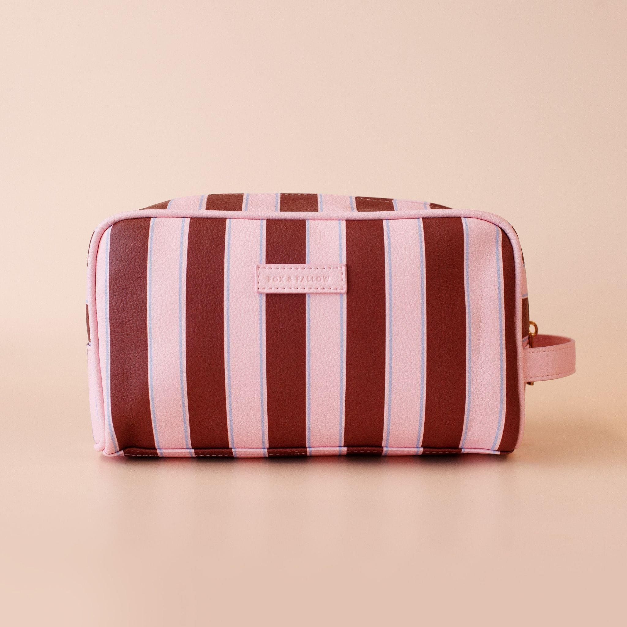Fox & Fallow Wash Bag - Burgundy Stripe