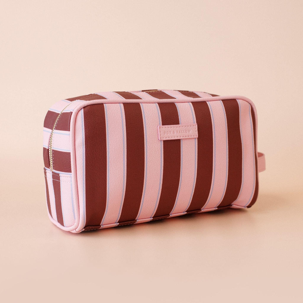 Fox & Fallow Wash Bag - Burgundy Stripe