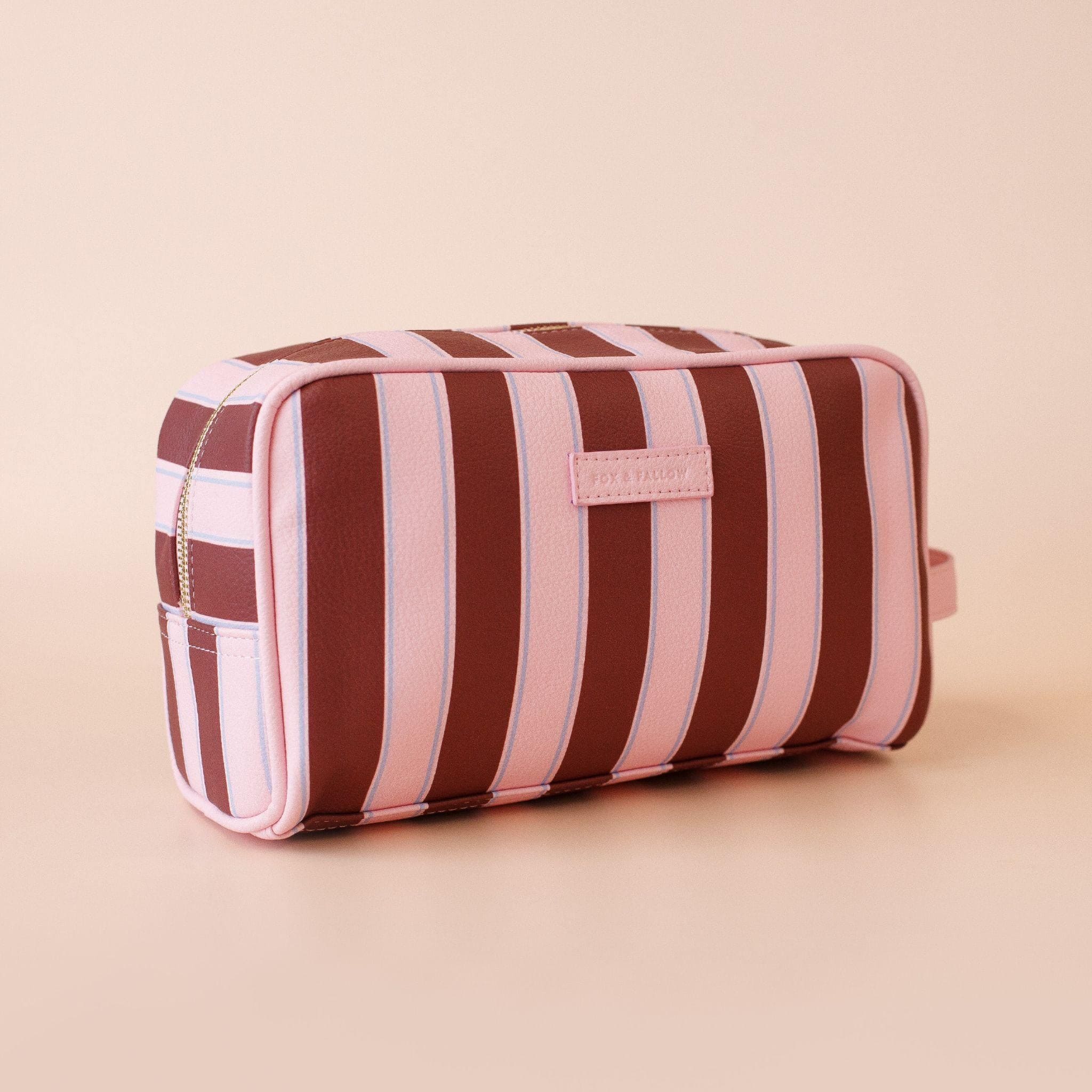 Fox & Fallow Wash Bag - Burgundy Stripe
